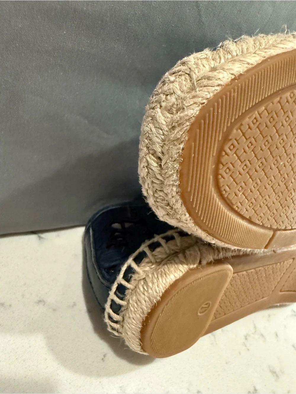 Tory Burch Navy Lace Espadrille Flats